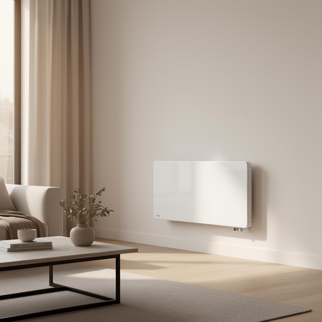 Modern electric heater in a contemporary living room